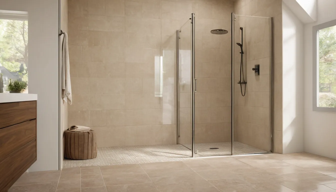 Accessible walk-in shower with a seat and grab bars