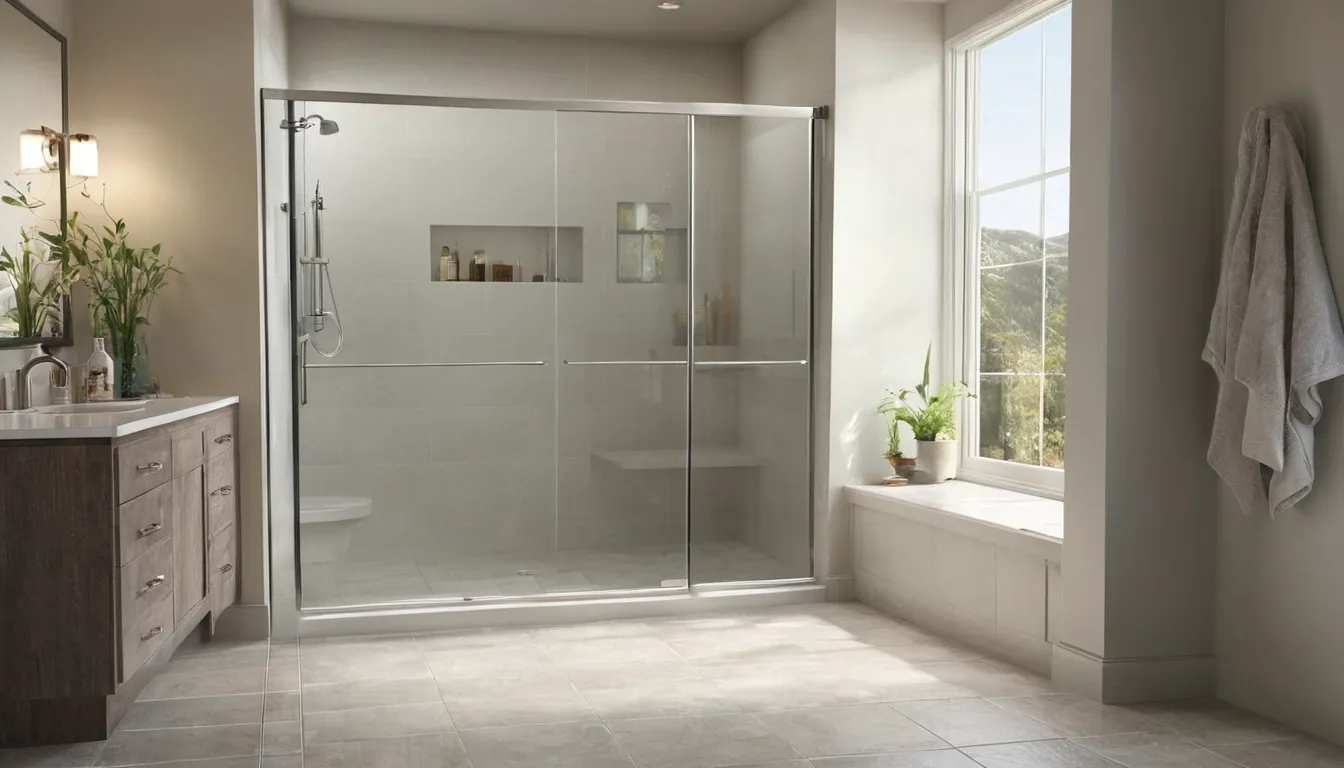 A bright, newly converted walk-in shower with a low threshold and grab bar in a home in Westhampton Beach